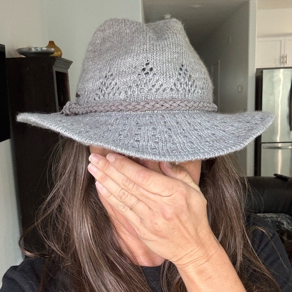 Adora Gray Winter Knit Wool Fabric Safari Fedora Hat